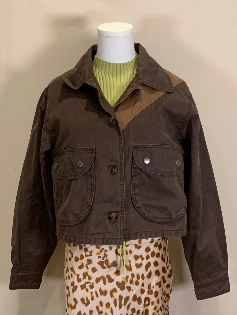 BDG Urban Outfitters Brown Colorblock Cropped Jacket
